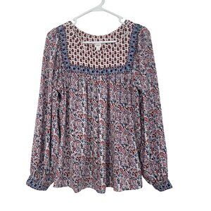 Gap Womens Boho-Style Long Sleeve Top Blouse SZ Small  Paisley Print Lightweight